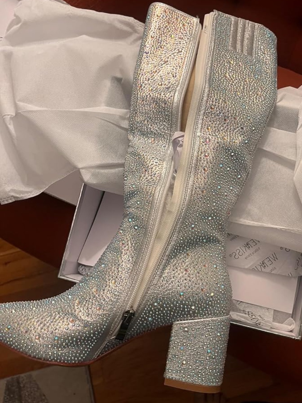 NWT Sparkly Rhinestone Silver Boots (9.5M)